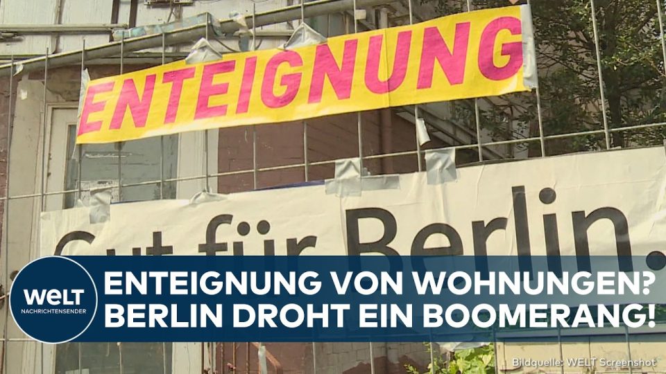 Wohnungsenteignung Berlin – Berliner Wohngebäude mit Mietsschildern – Debatte um Wohnungsenteignung in Berlin vor der Abgeor…