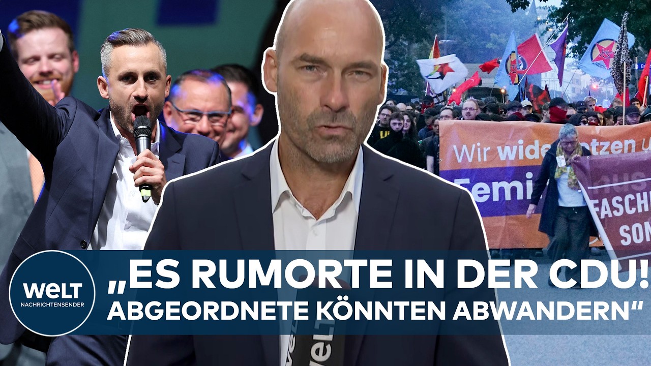 Wahlplakate zur Landtagswahl Sachsen-Anhalt mit AfD- und CDU-Logos in Magdeburg