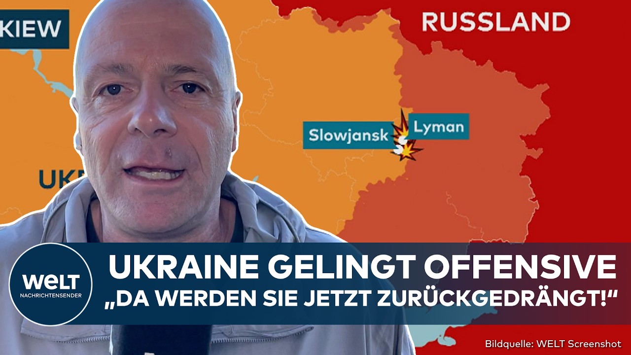 Ukraine-Offensive bei Lyman – Ukrainische Soldaten an der Frontlinie nördlich von Lyman während der Ukraine-Offensive gegen …
