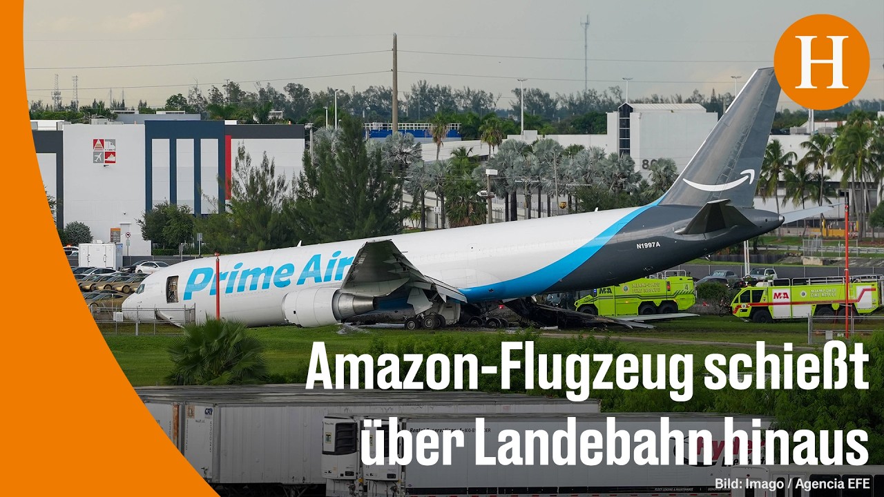 Amazon-Frachtflugzeug Absturz – Einsatzkräfte am Unfallort des Amazon-Frachtflugzeug-Absturzes am Flughafen Miami