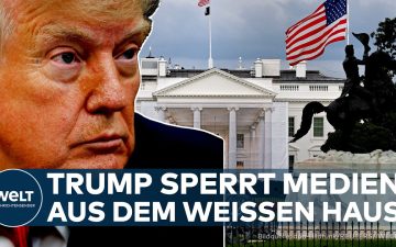 Medienausschluss Weißes Haus – Donald Trump beim Pressebriefing im Weißen Haus – Medienausschluss von CNN, MSNBC und Politico