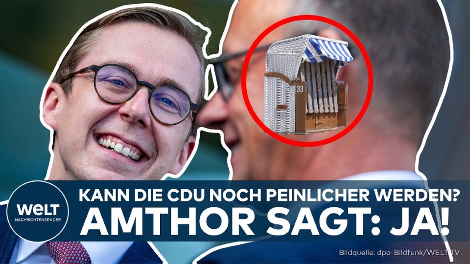 Philipp Amthor als CDU-Staatsminister im Kanzleramt vor einem Strandkorb auf der Terrasse