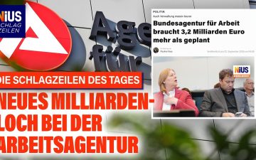 Bundesagentur für Arbeit Defizit – Schild der Bundesagentur für Arbeit vor einem Verwaltungsgebäude – Defizit steigt auf 8,4…