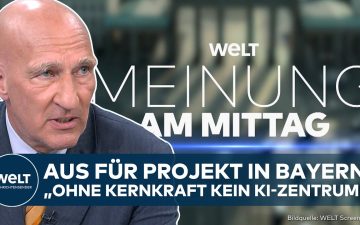 Strommasten und Serverracks symbolisieren den Energiebedarf für den KI-Standort Bayern