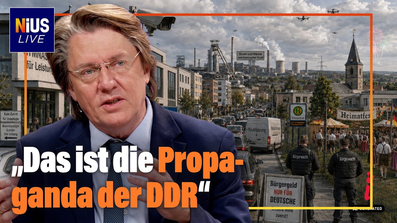 Grundschulkinder schauen auf KI-generierte Parteibilder an einer Leinwand – KI-Propaganda Grundschule in Sachsen-Anhalt