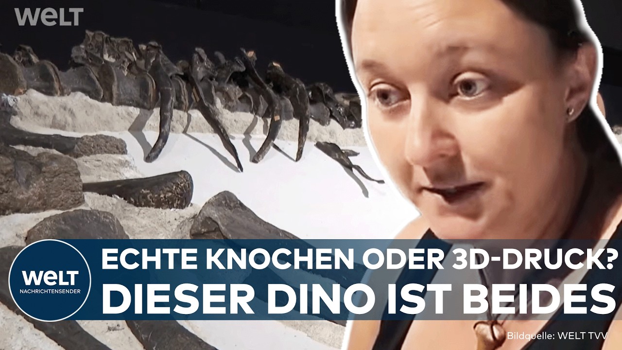 Präparatoren bauen im Dinosauriermuseum Altmühltal einen 27-Meter-Diplodocus aus echten Knochen zusammen