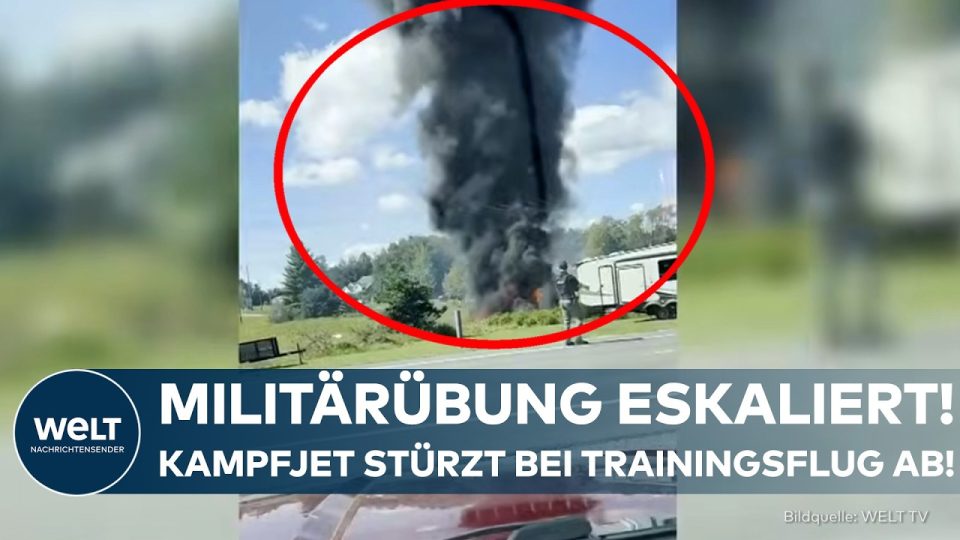 F-16 Absturz Michigan – Rauchsäule nach F-16 Absturz in Michigan bei einer Militärübung im ländlichen Gebiet