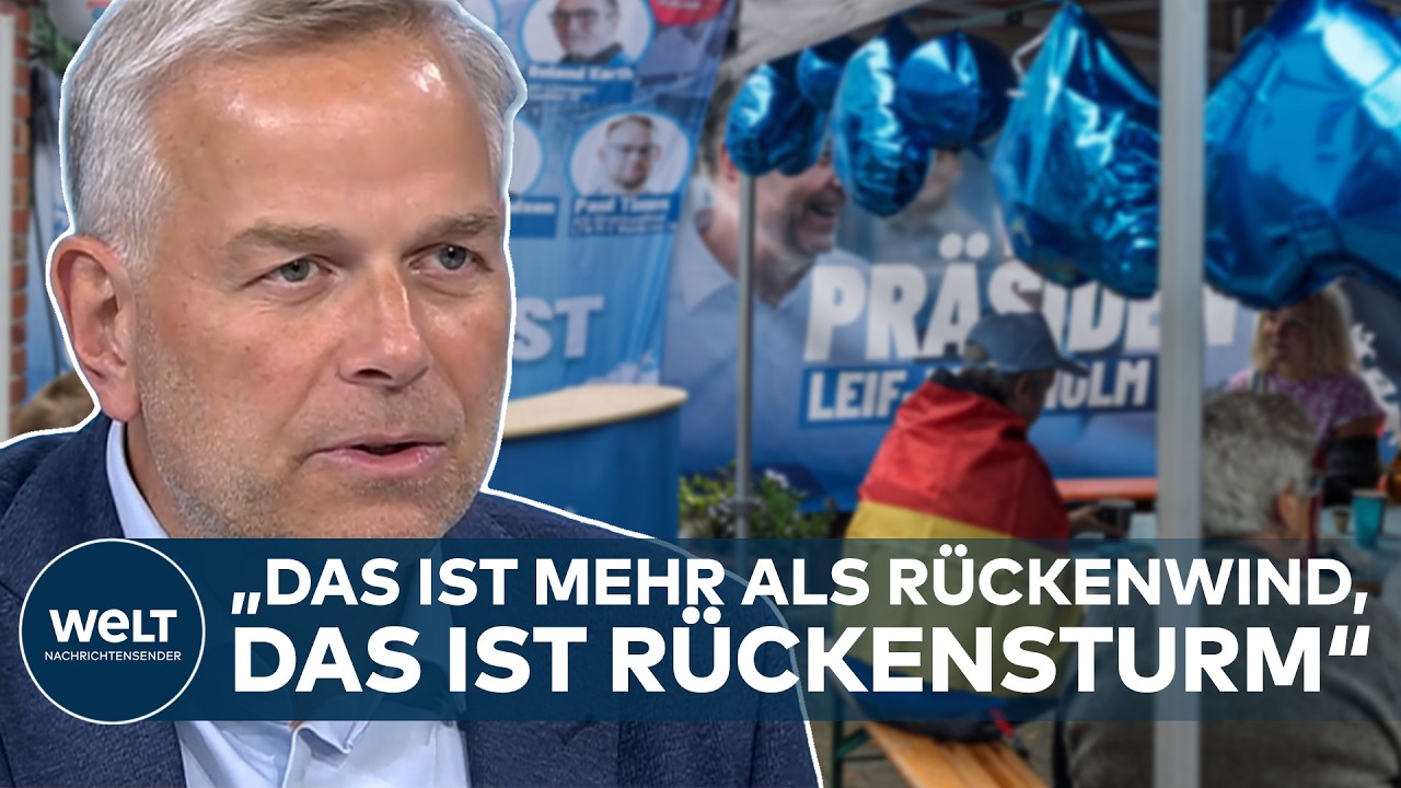 AfD Landtagswahl Mecklenburg-Vorpommern – AfD-Spitzenkandidat Erik Holm bei einem Interview zur Landtagswahl in Mecklenburg-…