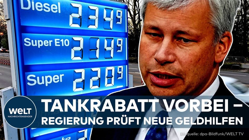 Zapfsäule an einer deutschen Tankstelle mit hohen Spritpreisen nach dem Ende des Tankrabatts
