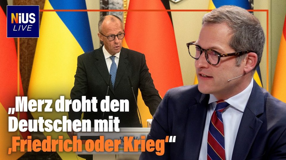 Bundeskanzler Friedrich Merz am Rednerpult im Bundestag beim Bundeshaushalt Koalitionsstreit