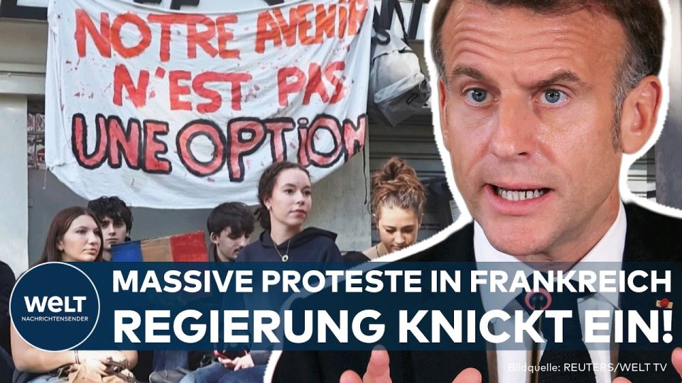 Schülerproteste Frankreich – Schülerinnen und Schüler demonstrieren bei Schülerprotesten in Frankreich auf einer Straße in P…