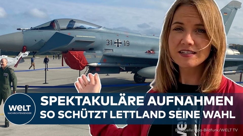 Deutscher Eurofighter auf lettischer Luftwaffenbasis Lielvārde zur Sicherung der Lettland-Wahl