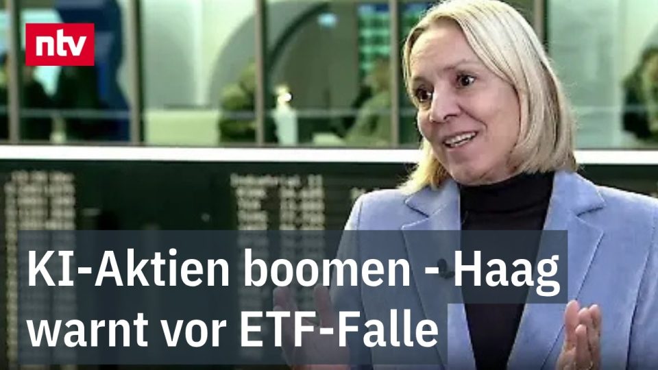 Fondsmanagerin analysiert KI-Investitionszyklus mit Börsen-Charts zu Schwellenländern auf einem Bildschirm