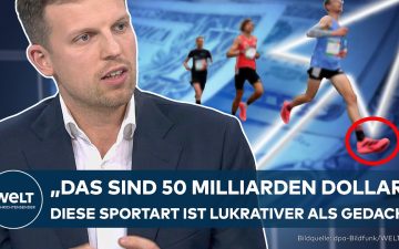 Laufschuhe verschiedener Marken auf einer Tartanbahn – Adidas Aktie und der globale Laufschuhmarkt im Fokus