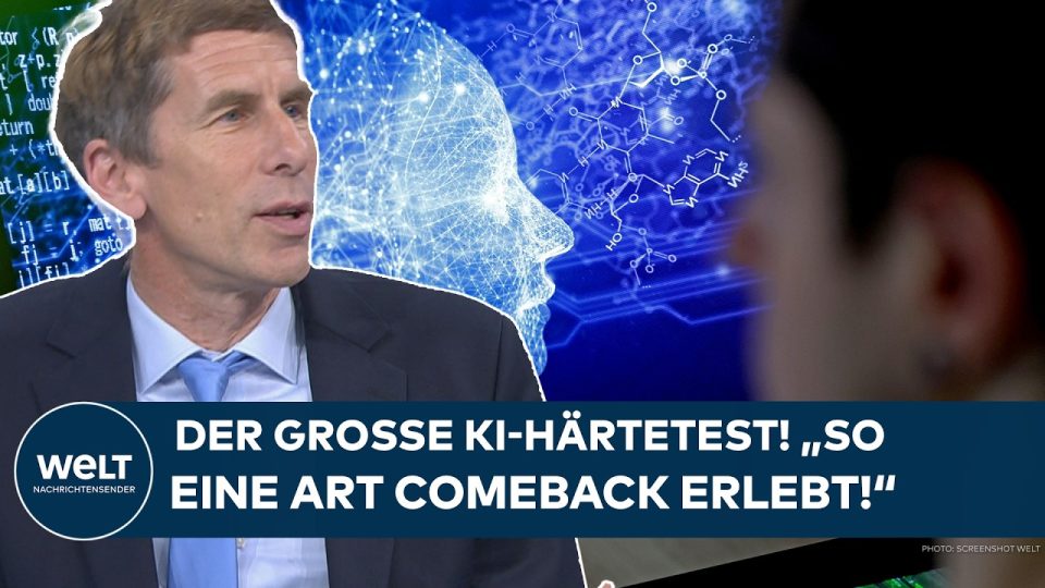 Börsenkurse auf einem Bildschirm mit den Logos von Microsoft und Alphabet – KI-Aktien im Aufwärtstrend