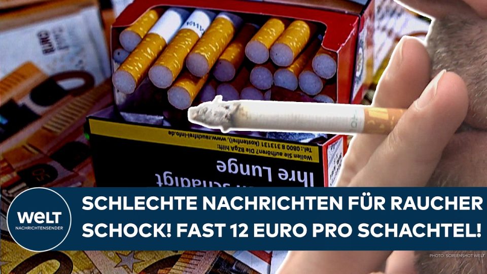 Zigarettenschachtel und Euromünzen symbolisieren die steigende Tabaksteuer in Deutschland