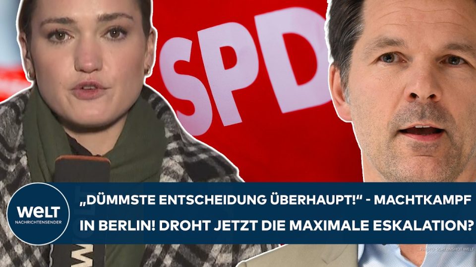 SPD Machtkampf Berlin – SPD-Politiker vor dem Roten Rathaus in Berlin beim SPD Machtkampf um Koalition mit der Linken