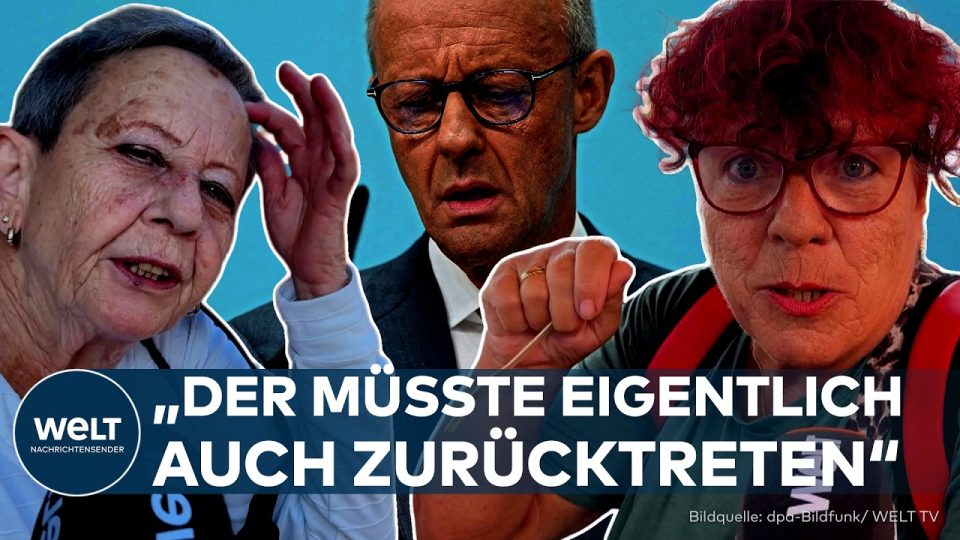Passanten auf einer deutschen Fußgängerzone werden zu Friedrich Merz als Bundeskanzler befragt