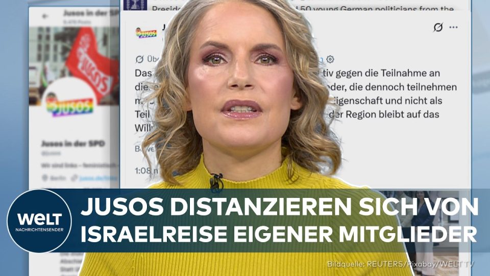 Jusos-Logo vor israelischer Flagge – Symbolbild zur Debatte um die Jusos Israelreise