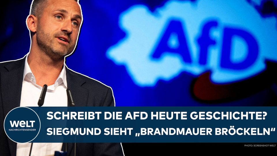 AfD-Kandidat Tobias Rausch bewirbt sich als erster AfD-Landtagspräsident in Deutschland, Ulrich Siegmund im Hintergrund