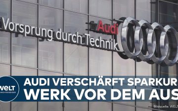 Audi-Werk Neckarsulm von außen – Audi-Krise bedroht tausende Arbeitsplätze in der Region