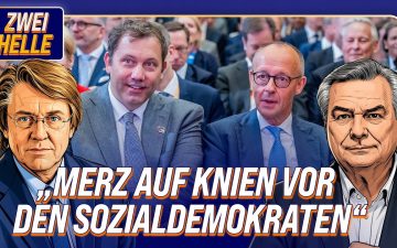 Bundeskanzler Friedrich Merz und Finanzminister Lars Klingbeil bei einer Pressekonferenz zur Tabaksteuer und Koalitionspolit…
