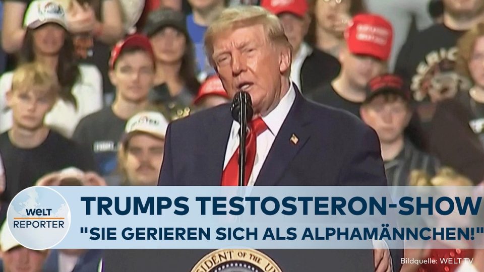 US-Wahlkampf Männlichkeit – Donald Trump bei einer Wahlkampfveranstaltung – Symbol für Männlichkeit im US-Wahlkampf