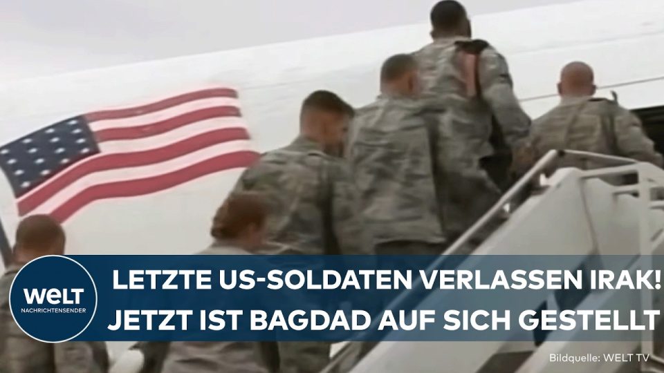 US-Soldaten verlassen den Irak beim vollständigen US-Abzug aus Irak – Militärfahrzeuge an der Grenze