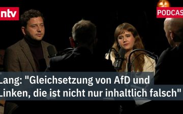 Ricarda Lang und Felix Banaszak diskutieren die Grüne Koalitionsstrategie beim ntv Salon in Berlin