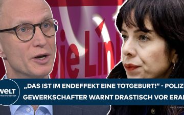 Polizeigewerkschafter Andreas Roskopf im TV-Studio, spricht über Elif Eralp und Berliner Proteste