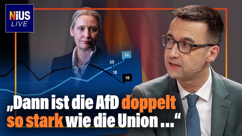 Balkendiagramm zeigt AfD stärker als Union bei der INSA-Sonntagsumfrage zur Bundestagswahl