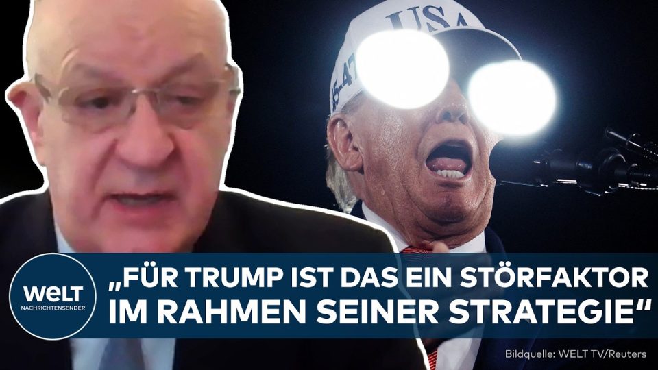 Ukrainekrieg: Verhandlungstisch mit Flaggen Russlands und der USA, symbolisch für die Friedensgespräche rund um den Ukrainek…