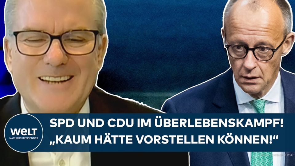 Politische Wahlplakate zur Saarland-Landtagswahl mit Symbolen von CDU, SPD und AfD