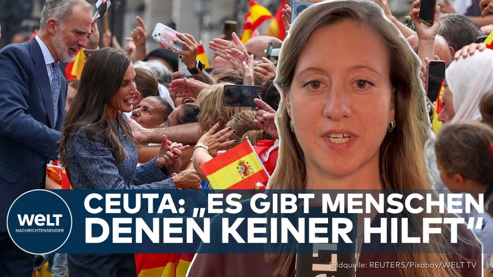 Ceuta Königsbesuch – König Felipe VI. und Königin Letizia beim Ceuta-Königsbesuch, umringt von jubelnder Bevölkerung in der …