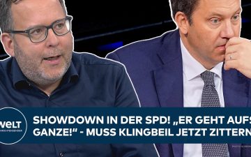 Lars Klingbeil SPD-Vorsitz – Lars Klingbeil am Rednerpult beim SPD-Parteitag, SPD-Logo im Hintergrund sichtbar