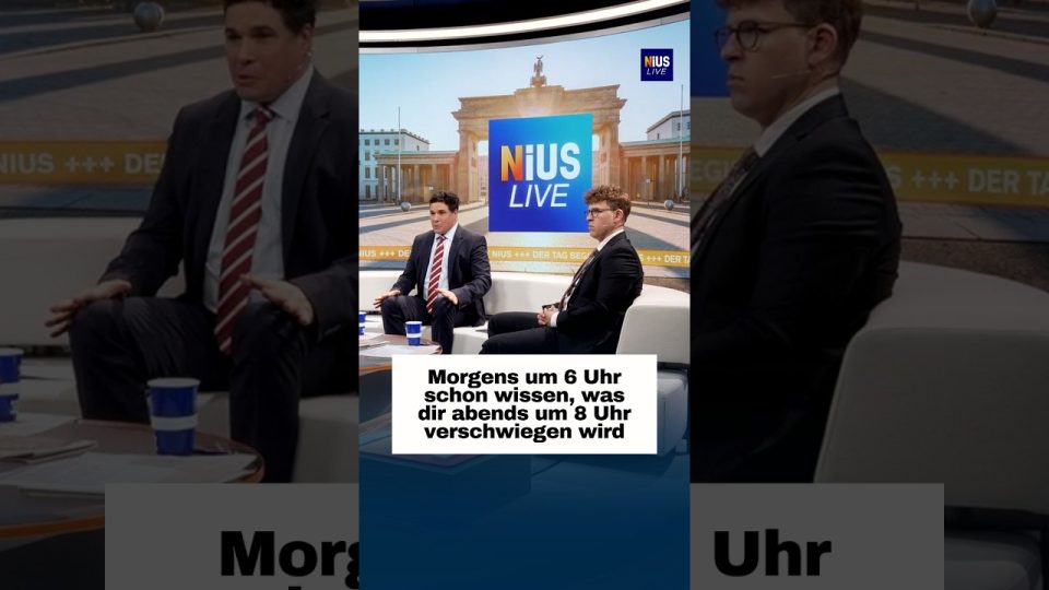 Moderatorin der Newslive Morning Show von NIUS im Sendestudio bei der Morgenausgabe