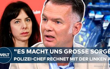Stefan Whees, Vorsitzender der Gewerkschaft der Polizei Berlin, bei einem Statement zur Polizeigewerkschaft Berlin