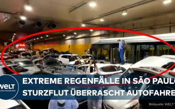 Sturzflut São Paulo – Überfluteter Tunnel in São Paulo nach Sturzflut – Rettungskräfte pumpen Wassermassen ab