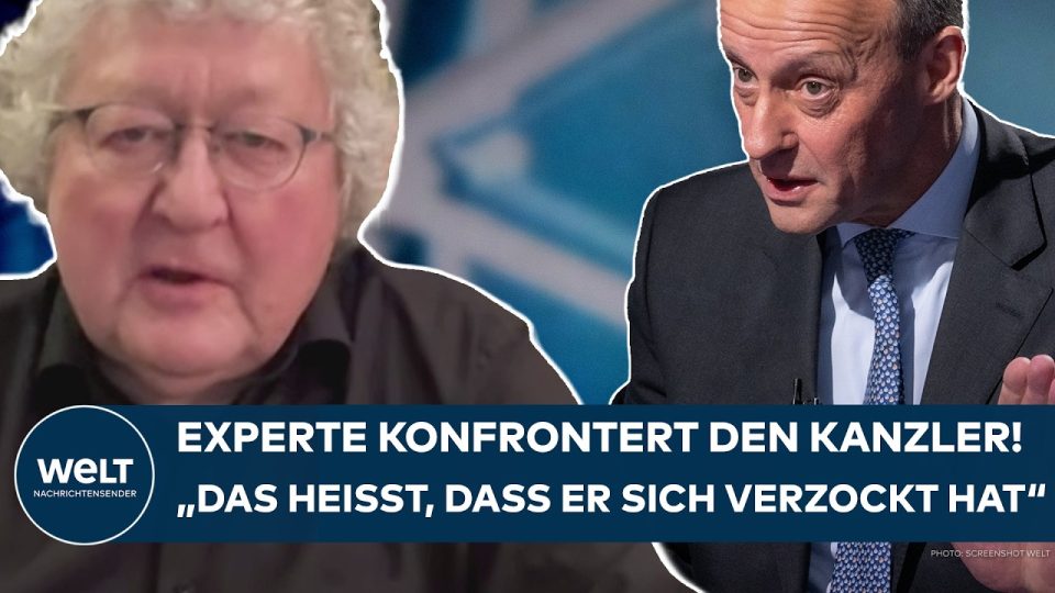 Friedrich Merz am Rednerpult, im Hintergrund Fahnen, AfD Sachsen-Anhalt Konflikt im Fokus