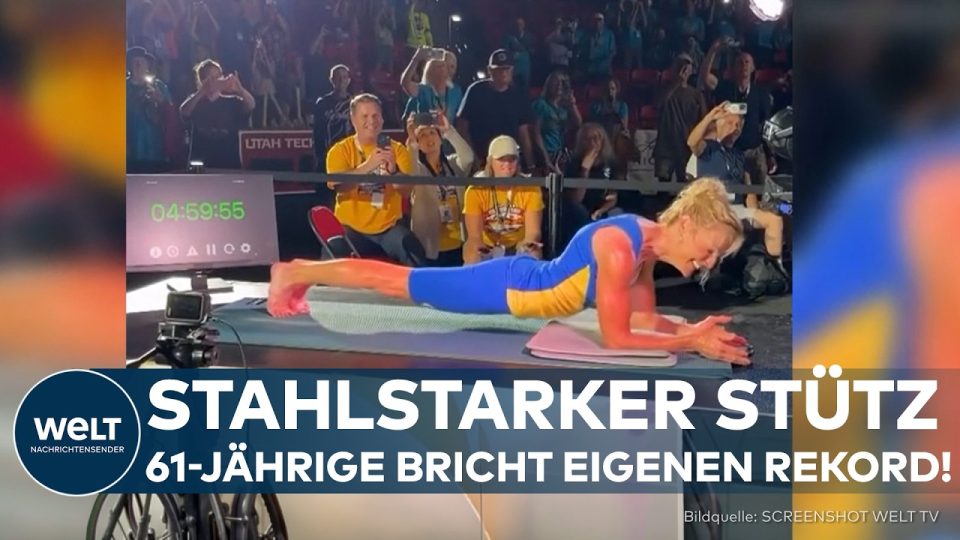 Frau in der Plank-Position beim Unterarmstütz – Donna Jean Wilde stellt Plank-Weltrekord auf