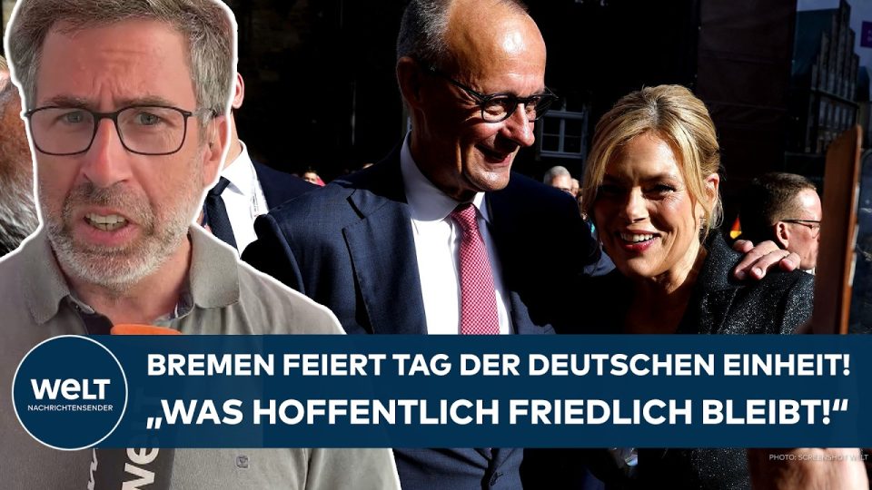 Bürgerfest zum Tag der Deutschen Einheit am Osterdeich in Bremen mit zahlreichen Besuchern an der Weser
