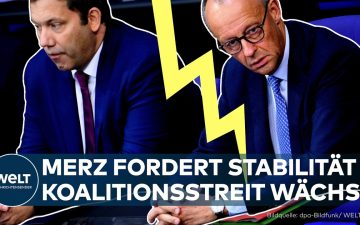 Friedrich Merz am Rednerpult im Bundestag – Koalitionsstreit zwischen Union und SPD spitzt sich zu
