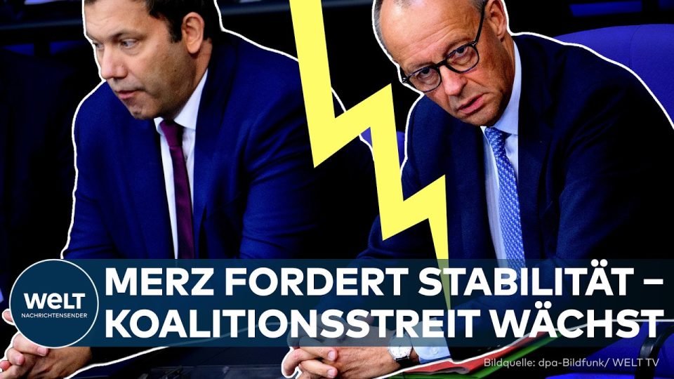 Friedrich Merz am Rednerpult im Bundestag – Koalitionsstreit zwischen Union und SPD spitzt sich zu