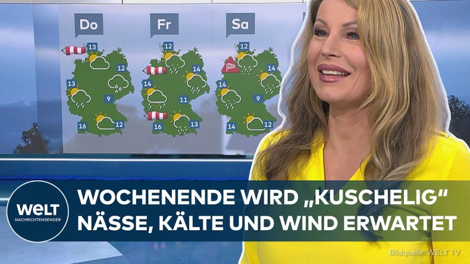 Regnerischer Herbsttag in Deutschland – dunkle Wolken und nasse Straßen beim Herbstwetter