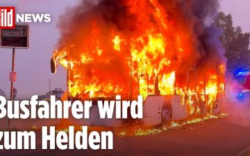 brennender Bus Bamberg – Meterhoch schlagende Flammen aus einem brennenden Bus im Kreis Bamberg, Schulkinder wurden gerettet