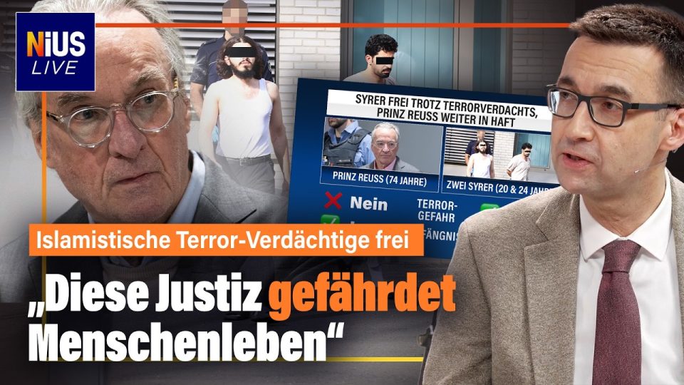 Symbolbild Justiz und Sicherheitspolitik: Terrorverdächtige Syrer freigelassen, während Prinz Reuß in Untersuchungshaft blei…