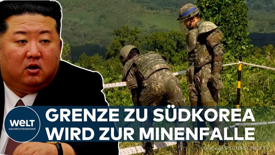 Blick auf die entmilitarisierte Zone zwischen Nord- und Südkorea – Nordkorea Landminen und neue Grenzbarrieren