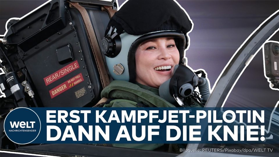 Königin Suthida Alleinflug – Königin Suthida in Pilotenuniform nach ihrem ersten Alleinflug im Kampfjet der thailändischen L…