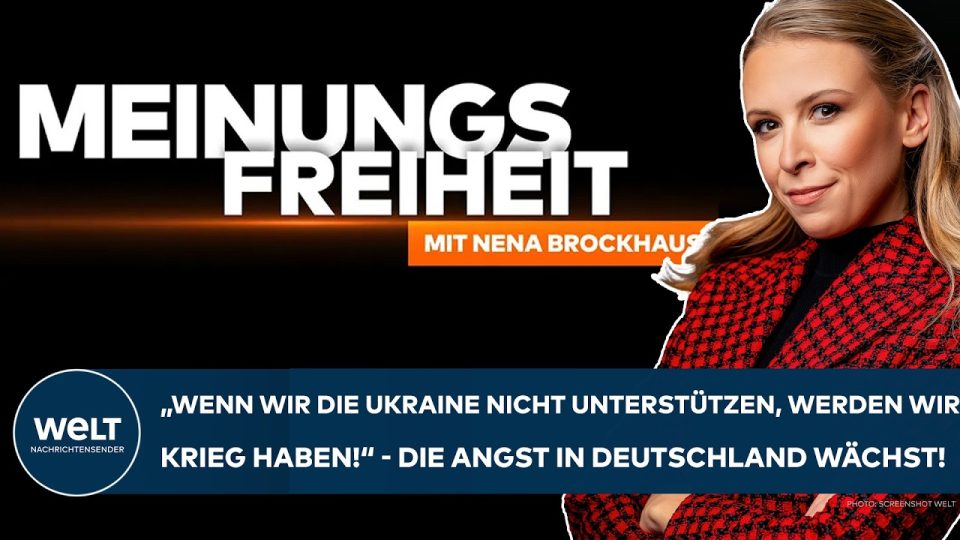 Kriegsangst Deutschland – Demonstranten in Deutschland halten Friedens- und Ukraine-Flaggen – Kriegsangst in Deutschland wäc…