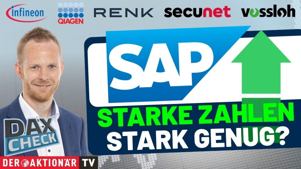 DAX-Kurstafel an der Frankfurter Börse mit DAX-Check-Einzelwerten SAP und Infineon im Fokus